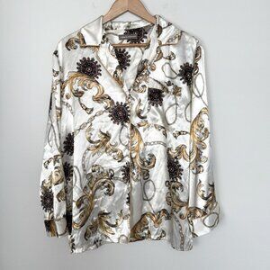 Valerie‎ Stevens Satin Long Sleeve Button Up Size Medium Equestrian Bit & Bridle